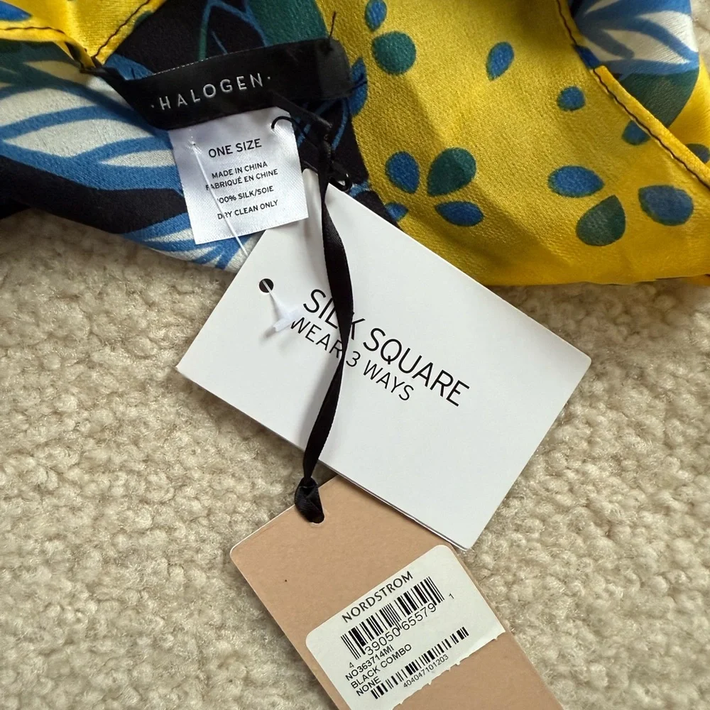 NWT Halogen silk 3 way black combo scarf